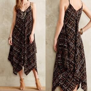 Anthro HD in Paris Estrella Silk Handkerchief Boho Print Midi Dress